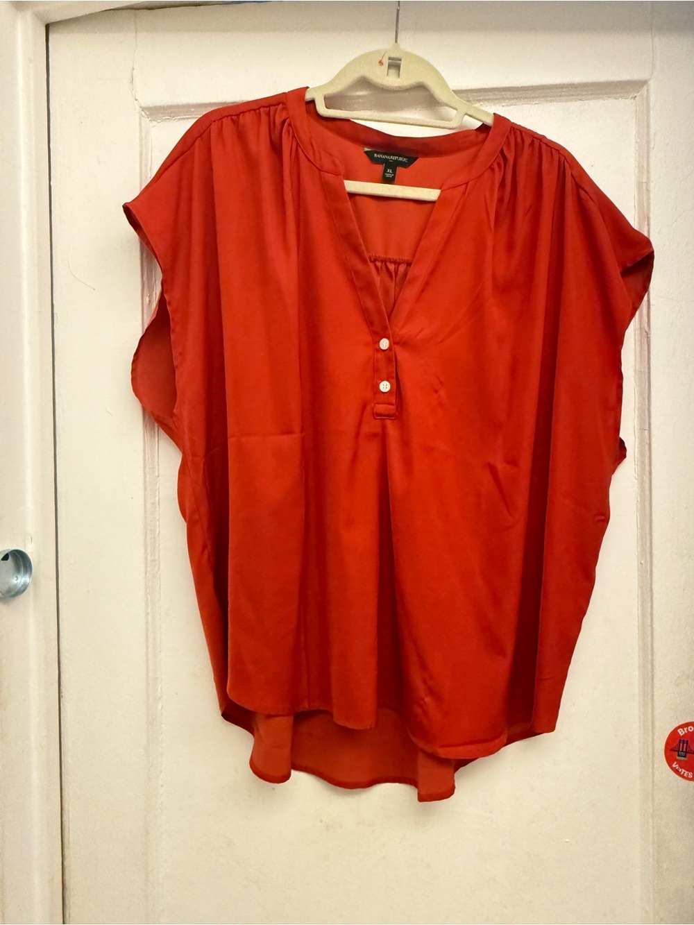 Banana Republic Orange V-Neck Blouse - Cap Sleeve Top